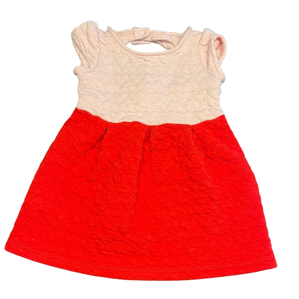 Janie and Jack Girls Quilted Dress Pink Red Bow Back Size 4